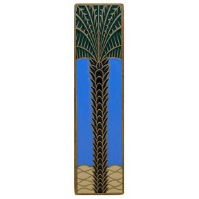 Notting Hill [NHP-322-AB-C] Solid Pewter Cabinet Pull Handle - Royal Palm - Vertical - Antique Brass Finish - Periwinkle - 4" L