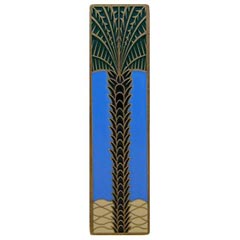 Notting Hill [NHP-322-AB-C] Solid Pewter Cabinet Pull Handle - Royal Palm - Vertical - Antique Brass Finish - Periwinkle - 4&quot; L