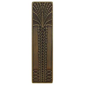 Notting Hill [NHP-322-AB] Solid Pewter Cabinet Pull Handle - Royal Palm - Vertical - Antique Brass Finish - 4" L