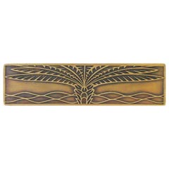 Notting Hill [NHP-323-AB] Solid Pewter Cabinet Pull Handle - Royal Palm - Horizontal - Antique Brass Finish - 4&quot; L