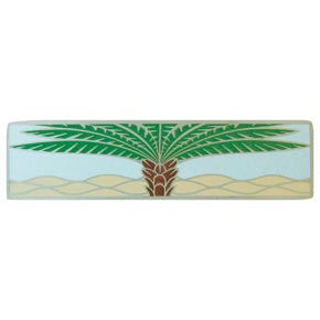 Notting Hill [NHP-323-AP-B] Solid Pewter Cabinet Pull Handle - Royal Palm - Horizontal - Antique Pewter Finish - Pale Blue - 4" L