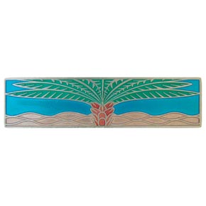 Notting Hill [NHP-323-BP-A] Solid Pewter Cabinet Pull Handle - Royal Palm - Horizontal - Brilliant Pewter Finish - Turquoise - 4" L