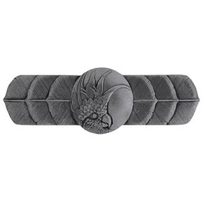 Notting Hill [NHP-326-BP-L] Solid Pewter Cabinet Pull Handle - Cockatoo - Horizontal - Left Side - Brilliant Pewter Finish - 4 1/4" L