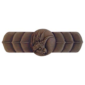 Notting Hill [NHP-326-DB-L] Solid Pewter Cabinet Pull Handle - Cockatoo - Horizontal - Left Side - Dark Brass Finish - 4 1/4" L