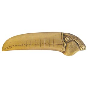 Notting Hill [NHP-330-AB-R] Solid Pewter Cabinet Pull Handle - Toucan - Right Side - Antique Brass Finish - 4 3/8" L