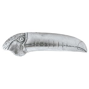 Notting Hill [NHP-330-BP-L] Solid Pewter Cabinet Pull Handle - Toucan - Left Side - Brilliant Pewter Finish - 4 3/8" L