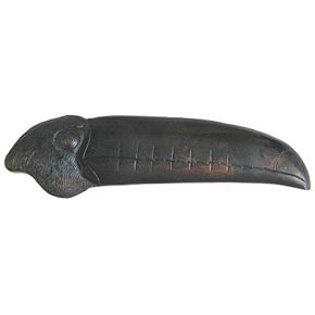 Notting Hill [NHP-330-DB-L] Solid Pewter Cabinet Pull Handle - Toucan - Left Side - Dark Brass Finish - 4 3/8" L