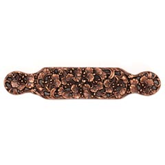 Notting Hill [NHP-604-AC] Solid Pewter Cabinet Pull Handle - Florid Leaves - Oversized - Antique Copper Finish - 6 1/4&quot; L