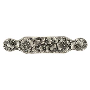 Notting Hill [NHP-604-AP] Solid Pewter Cabinet Pull Handle - Florid Leaves - Oversized - Antique Pewter Finish - 6 1/4" L