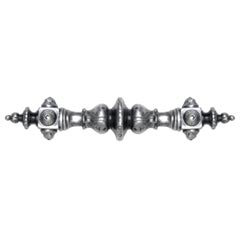 Notting Hill [NHP-610-AP] White Metal Cabinet Pull Handle - Portobello Road w/ Crystals - Oversized - Antique Pewter Finish - 6 3/8&quot; L