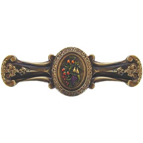 Notting Hill [NHP-613-BHT] Solid Pewter Cabinet Pull Handle - Fruit Bouquet - Hand-Tinted Antique Brass Finish - 4 1/8" L
