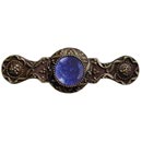 Notting Hill [NHP-624-AB-BS] Solid Pewter Cabinet Pull Handle - Victorian Jewel - Blue Sodalite Natural Stone - Antique Brass Finish - 3 7/8" L