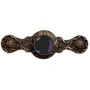 Notting Hill [NHP-624-AB-O] Solid Pewter Cabinet Pull Handle - Victorian Jewel - Onyx Natural Stone - Antique Brass Finish - 3 7/8&quot; L