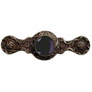 Notting Hill [NHP-624-AB-O] Solid Pewter Cabinet Pull Handle - Victorian Jewel - Onyx Natural Stone - Antique Brass Finish - 3" C/C - 3 7/8" L