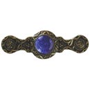 Notting Hill [NHP-624-BB-BS] Solid Pewter Cabinet Pull Handle - Victorian Jewel - Blue Sodalite Natural Stone - Brite Brass Finish - 3 7/8" L
