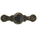 Notting Hill [NHP-624-BB-O] Solid Pewter Cabinet Pull Handle - Victorian Jewel - Onyx Natural Stone - Brite Brass Finish - 3 7/8" L