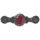 Notting Hill [NHP-624-BN-RC] Solid Pewter Cabinet Pull Handle - Victorian Jewel - Red Carnelian Natural Stone - Brite Nickel Finish - 3 7/8&quot; L