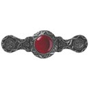 Notting Hill [NHP-624-BN-RC] Solid Pewter Cabinet Pull Handle - Victorian Jewel - Red Carnelian Natural Stone - Brite Nickel Finish - 3&quot; C/C - 3 7/8&quot; L