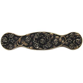 Notting Hill [NHP-626-AB] Solid Pewter Cabinet Pull Handle - Saratoga Rose - Antique Brass Finish - 4" L