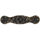 Notting Hill [NHP-626-AB] Solid Pewter Cabinet Pull Handle - Saratoga Rose - Antique Brass Finish - 4" L