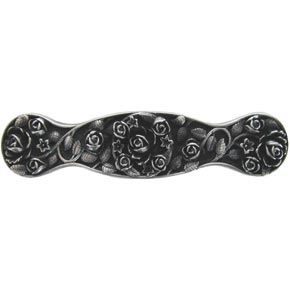 Notting Hill [NHP-626-AP] Solid Pewter Cabinet Pull Handle - Saratoga Rose - Antique Pewter Finish - 4" L