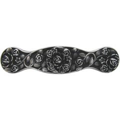 Notting Hill [NHP-626-AP] Solid Pewter Cabinet Pull Handle - Saratoga Rose - Antique Pewter Finish - 4" L