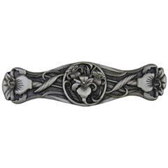 Notting Hill [NHP-628-AP] Solid Pewter Cabinet Pull Handle - River Irises - Antique Pewter Finish - 3 7/8&quot; L