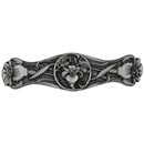 Notting Hill [NHP-628-AP] Solid Pewter Cabinet Pull Handle - River Irises - Antique Pewter Finish - 3&quot; C/C - 3 7/8&quot; L