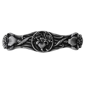 Notting Hill [NHP-628-BP] Solid Pewter Cabinet Pull Handle - River Irises - Brilliant Pewter Finish - 3 7/8" L
