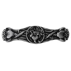 Notting Hill [NHP-628-BP] Solid Pewter Cabinet Pull Handle - River Irises - Brilliant Pewter Finish - 3 7/8&quot; L
