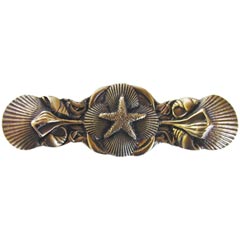 Notting Hill [NHP-634-AB] Solid Pewter Cabinet Pull Handle - Seaside Collage - Antique Brass Finish - 4&quot; L