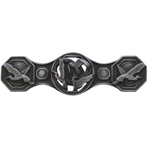 Notting Hill [NHP-637-AP] Solid Pewter Cabinet Pull Handle - Crane Dance - Antique Pewter Finish - 3 7/8" L