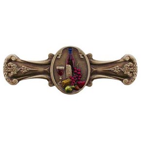 Notting Hill [NHP-640-BHT] Solid Pewter Cabinet Pull Handle - Best Cellar Wine - Hand-Tinted Antique Brass Finish - 4" L