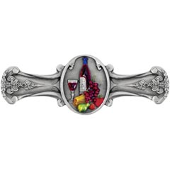 Notting Hill [NHP-640-PHT] Solid Pewter Cabinet Pull Handle - Best Cellar Wine - Hand-Tinted Antique Pewter Finish - 4&quot; L