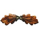 Notting Hill [NHP-644-BHT] Solid Pewter Cabinet Pull Handle - Oak Leaf - Hand-Tinted Antique Brass Finish - 4" L