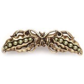 Notting Hill [NHP-650-AB] Solid Pewter Cabinet Pull Handle - Pearly Peapod - Antique Brass Finish - 5" L