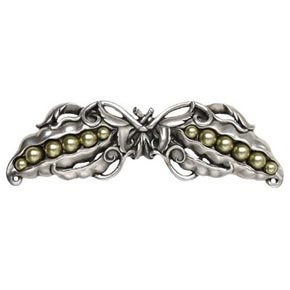 Notting Hill [NHP-650-AP] Solid Pewter Cabinet Pull Handle - Pearly Peapod - Antique Pewter Finish - 5" L