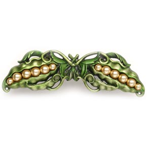 Notting Hill [NHP-650-PHT] Solid Pewter Cabinet Pull Handle - Pearly Peapod - Hand-Tinted Antique Pewter Finish - 5" L