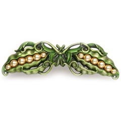 Notting Hill [NHP-650-PHT] Solid Pewter Cabinet Pull Handle - Pearly Peapod - Hand-Tinted Antique Pewter Finish - 5&quot; L