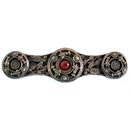 Notting Hill [NHP-661-AB-RC] Solid White Metal Cabinet Pull Handle - Jeweled Lily - Red Carnelian Natural Stone - Antique Brass Finish - 3 7/8" L