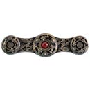 Notting Hill [NHP-661-AB-RC] Solid White Metal Cabinet Pull Handle - Jeweled Lily - Red Carnelian Natural Stone - Antique Brass Finish - 3&quot; C/C - 3 7/8&quot; L