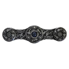 Notting Hill [NHP-661-AP-BS] Solid White Metal Cabinet Pull Handle - Jeweled Lily - Blue Sodalite Natural Stone - Antique Pewter Finish - 3 7/8" L