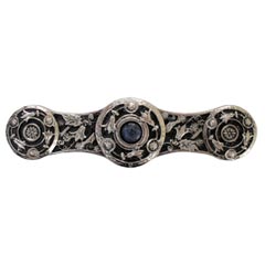 Notting Hill [NHP-661-BN-BS] Solid White Metal Cabinet Pull Handle - Jeweled Lily - Blue Sodalite Natural Stone - Brite Nickel Finish - 3 7/8&quot; L