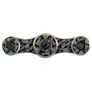 Notting Hill [NHP-661-BN-O] Solid White Metal Cabinet Pull Handle - Jeweled Lily - Black Onyx Natural Stone - Brite Nickel Finish - 3 7/8&quot; L