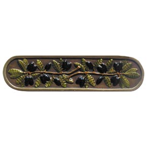 Notting Hill [NHP-669-BHT] Solid Pewter Cabinet Pull Handle - Olive Branch - Hand-Tinted Antique Brass Finish - 4" L