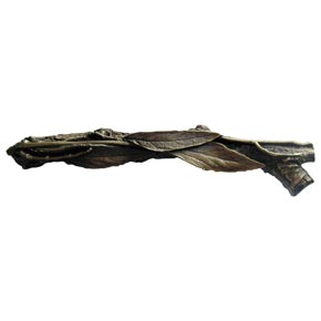 Notting Hill [NHP-672-AB-R] Solid Pewter Cabinet Pull Handle - Leafy Branch - Right Side - Antique Brass Finish - 5" L