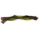 Notting Hill [NHP-672-BHT-L] Solid Pewter Cabinet Pull Handle - Leafy Branch - Left Side - Hand-Tinted Antique Brass Finish - 5" L