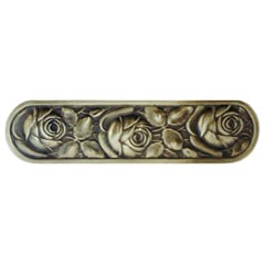 Notting Hill [NHP-680-AB] Solid Pewter Cabinet Pull Handle - McKenna&#39;s Rose - Antique Brass Finish - 4 3/8&quot; L