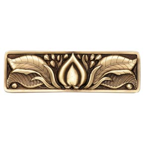 Notting Hill [NHP-681-AB] Solid Pewter Cabinet Pull Handle - Hope Blossom - Antique Brass Finish - 4 1/8" L