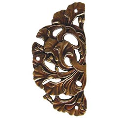 Notting Hill [NHH-902-AB] Solid Pewter Decorative Cabinet Hinge Plate - Florid Leaves - Antique Brass Finish - 1 1/4&quot; W x 2 1/2&quot; H - Pair